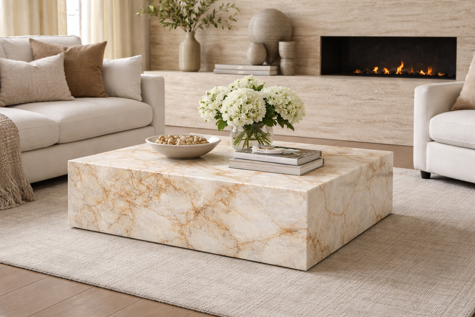 Luxury Quarry CRISTALLO Quartzite Coffee Table 120 × 80 × 40 cm - Luxury Quarry