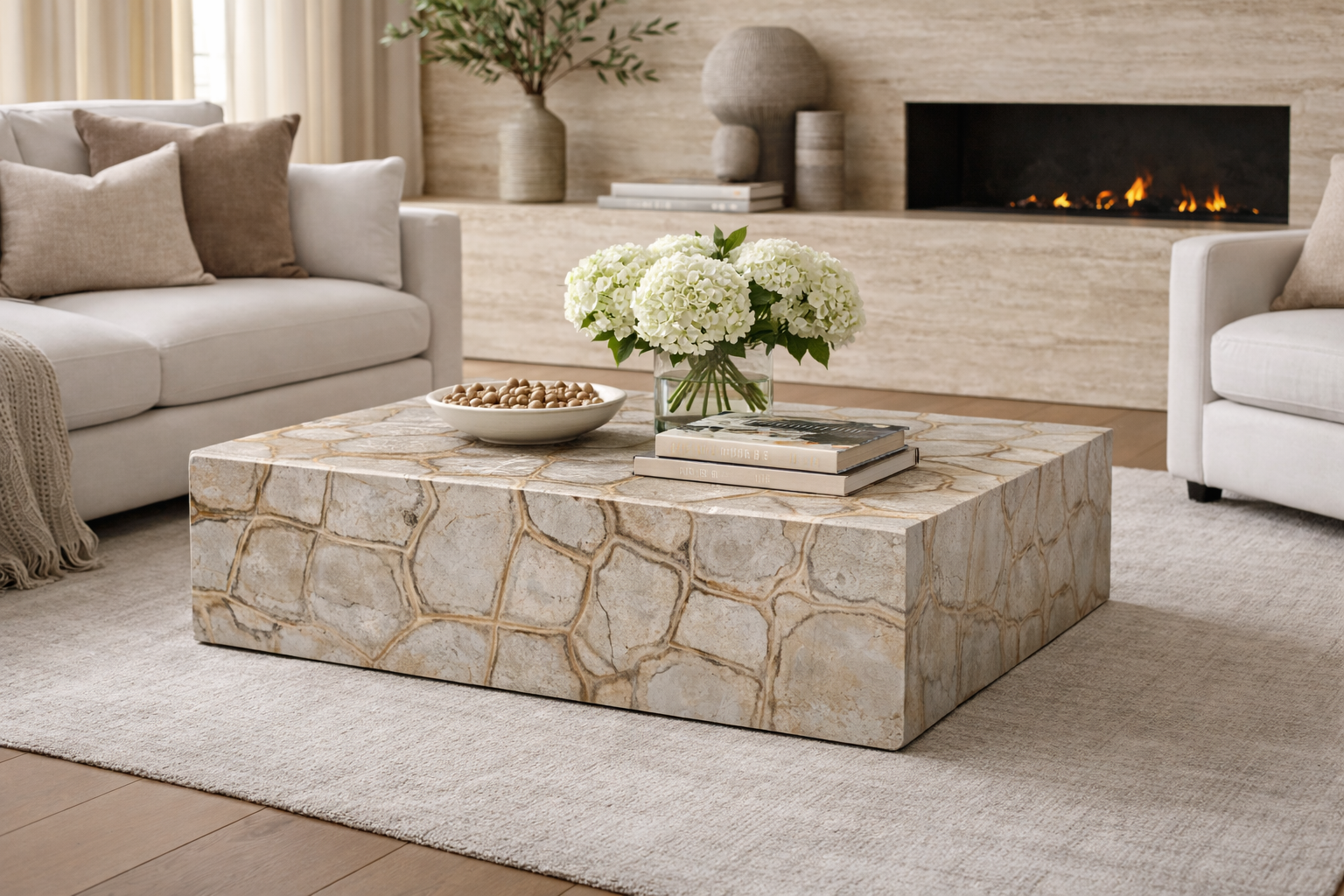 Luxury Quarry WASABI Quartzite Coffee Table 120 × 80 × 40 cm