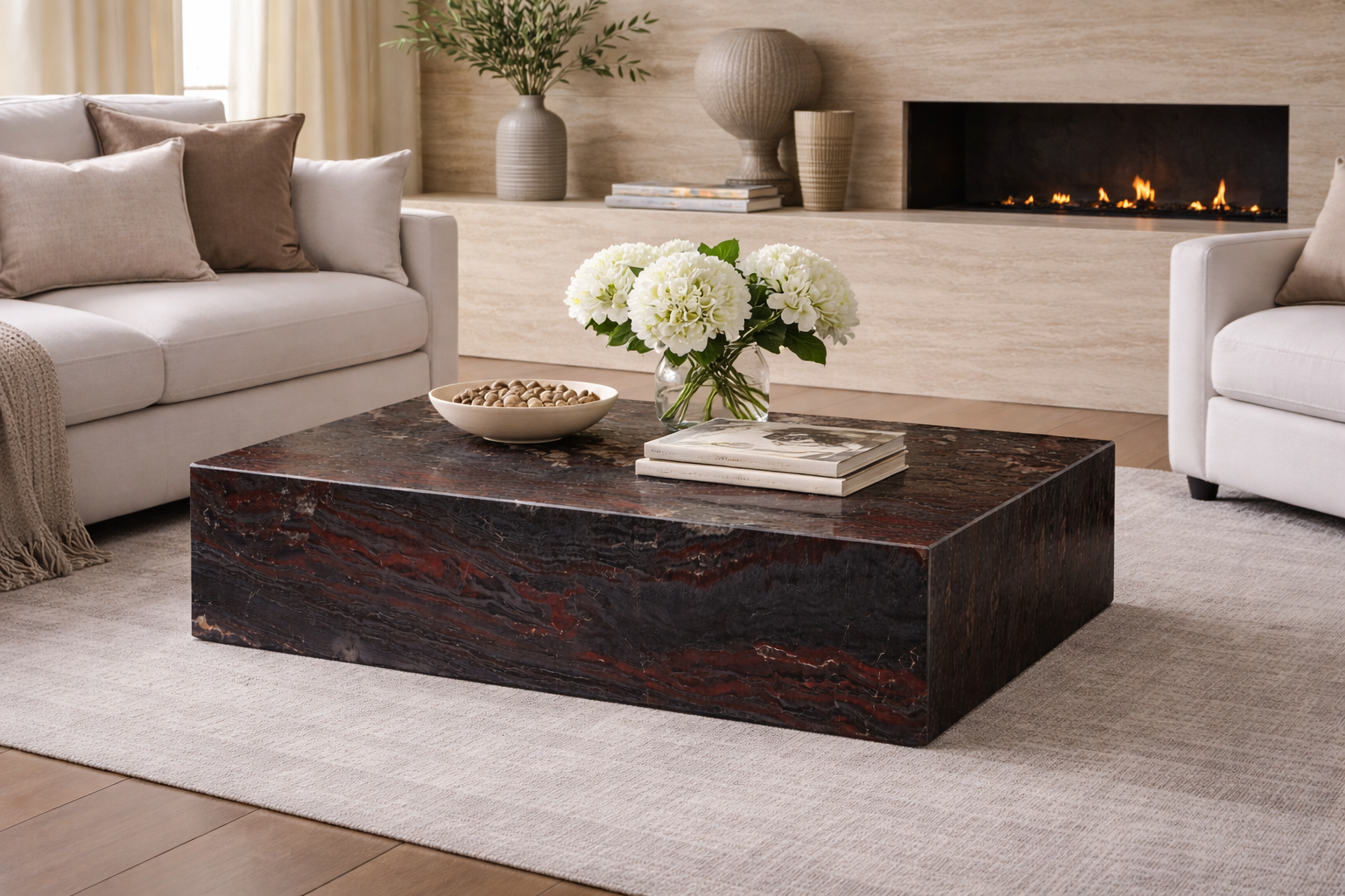 Luxury Quarry IRON RED Quartzite Coffee Table 120 × 80 × 40 cm