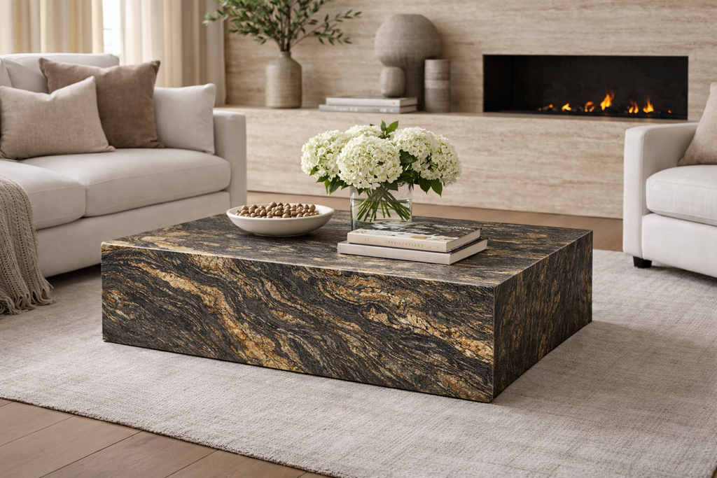Luxury Quarry BLACK FUSION LEATHERLOOK Quartzite Coffee Table 120 × 80 × 40 cm - Luxury Quarry
