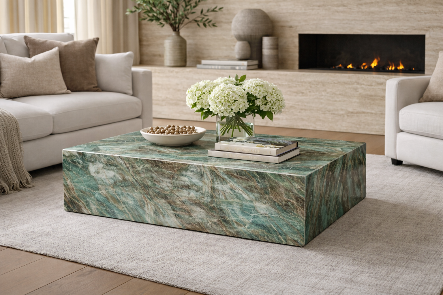 Luxury Quarry EUPHORIA GREEN Quartzite Coffee Table 120 × 80 × 40 cm