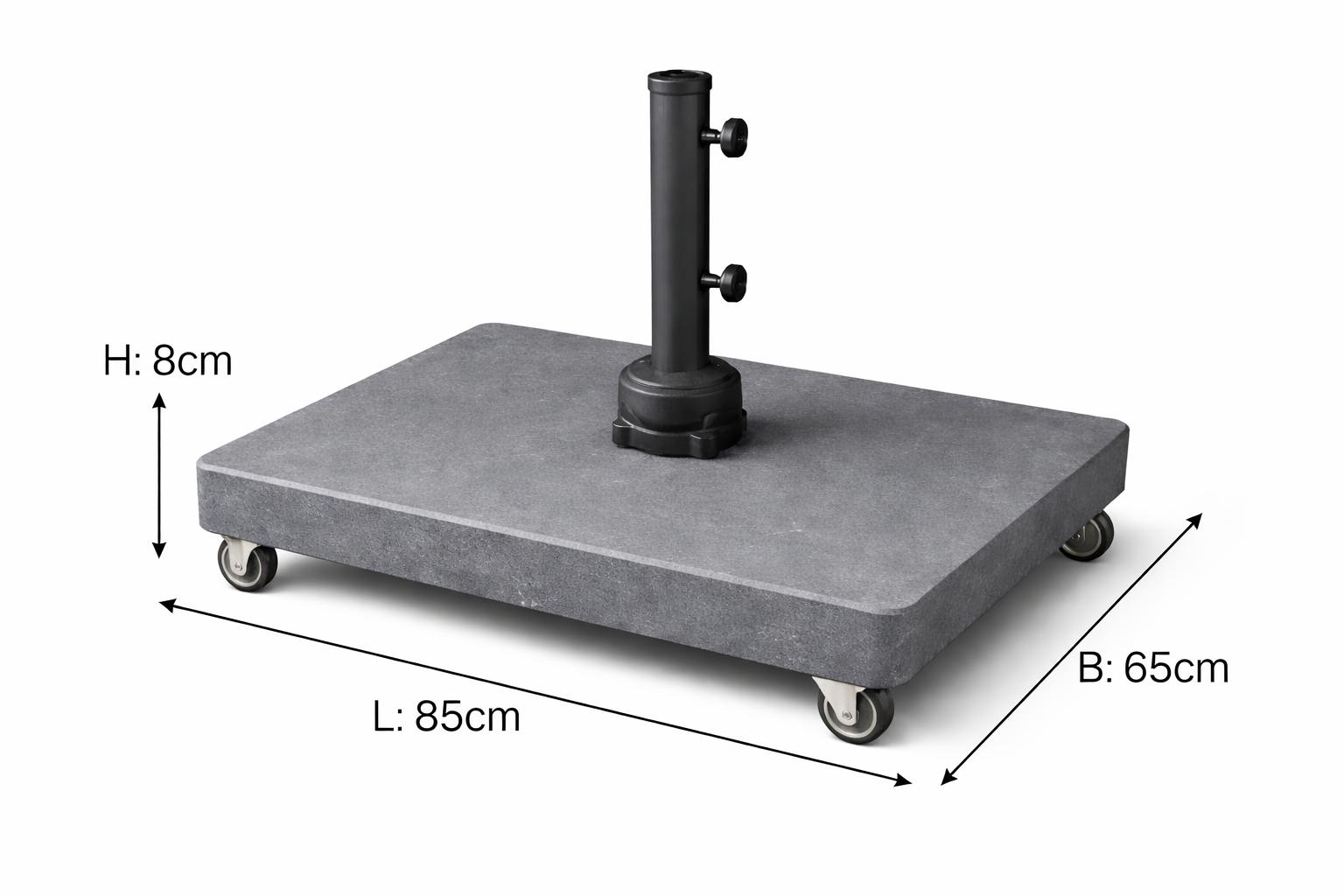 Premium Parasol Base in Belgian Bluestone – With Wheels – 85 x 65 cm – Extra Stable - Luxury Quarry