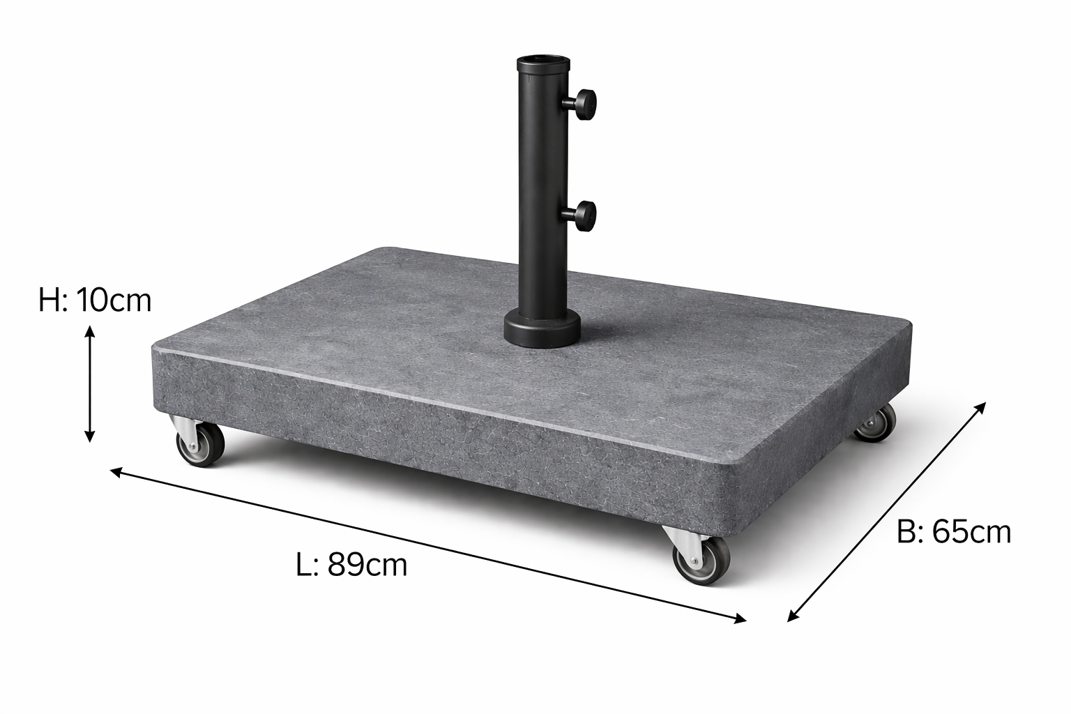 Premium Parasol Base in Belgian Bluestone – With Wheels – 85 x 65 cm – Extra Stable - Luxury Quarry