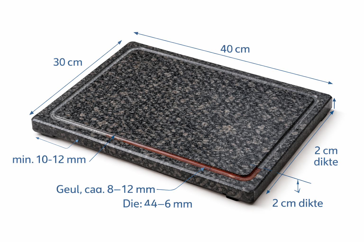 Granite Cutting Board with Juice Groove 40 x 30 x 2 cm - Luxury Quarry