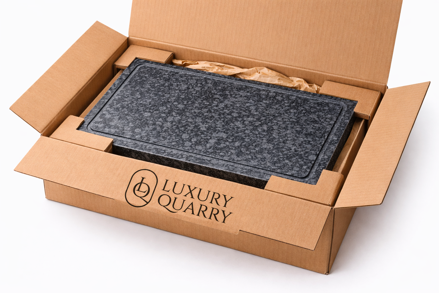 LuxuryQuarry Granite Cutting Board with Juice Groove – 40 × 30 × 2 cm – Premium Jasberg Stone – Dishwasher Safe - Luxury Quarry