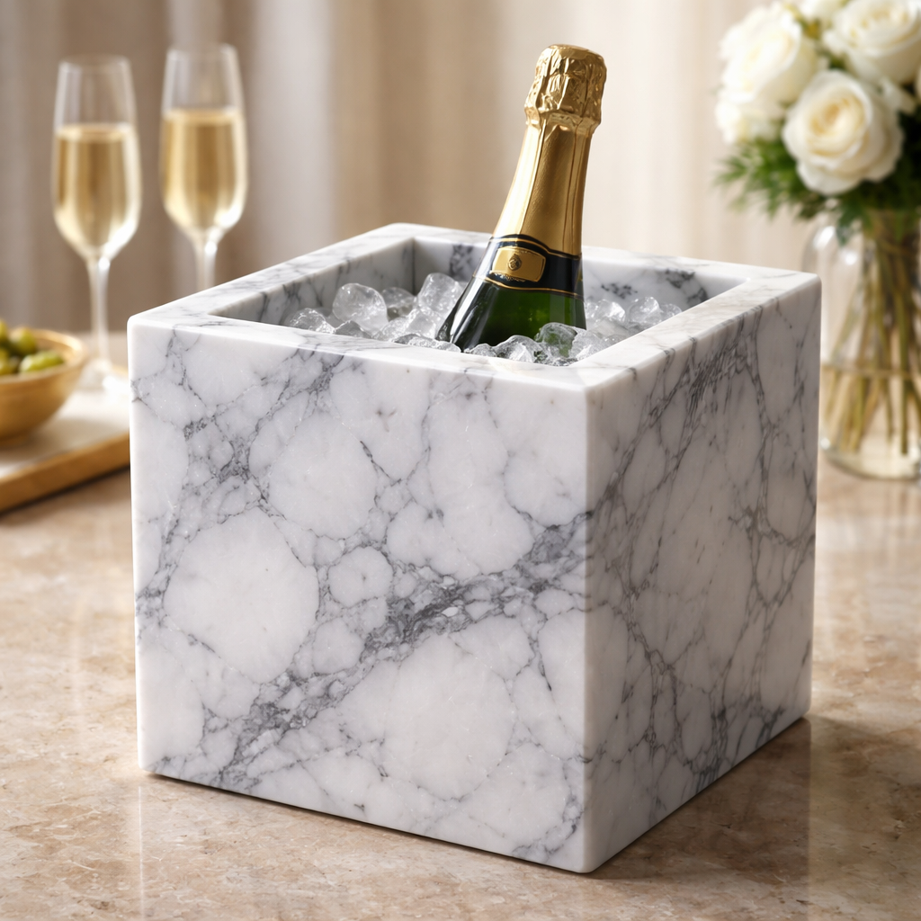 Luxury Marble Champagne & Wine Cooler – Solid Stone Ice Bucket for Chilling Bottles - Luxury Quarry