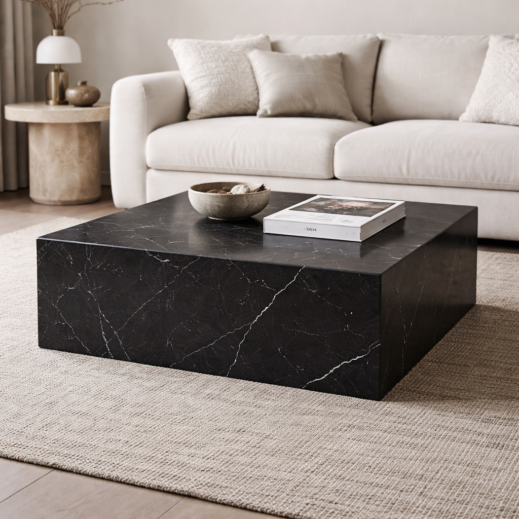 Luxury Quarry Black Marble Coffee Table – Nero Marquina marble 120x80x40 cm - Luxury Quarry