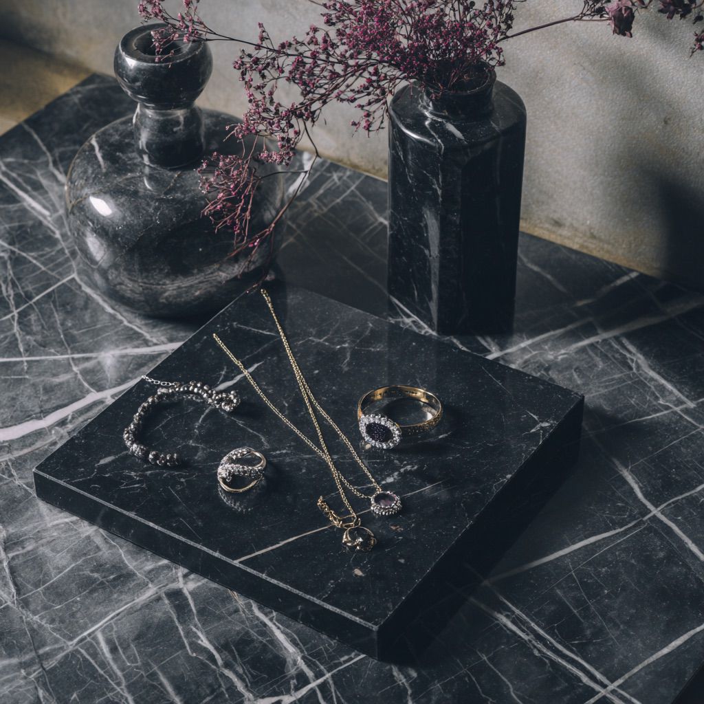 Nero Marquina Marble Juwelry Holder