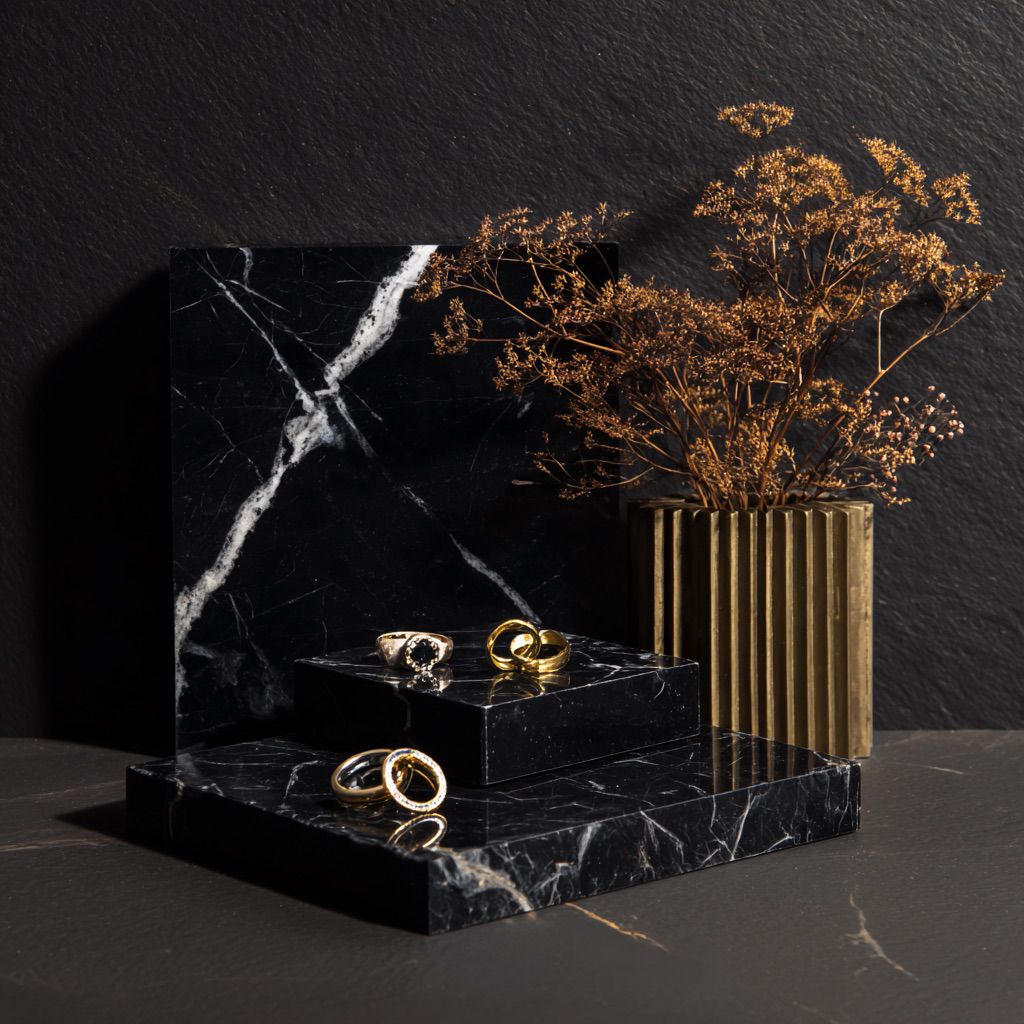 Nero Marquina Marble Juwelry Holder