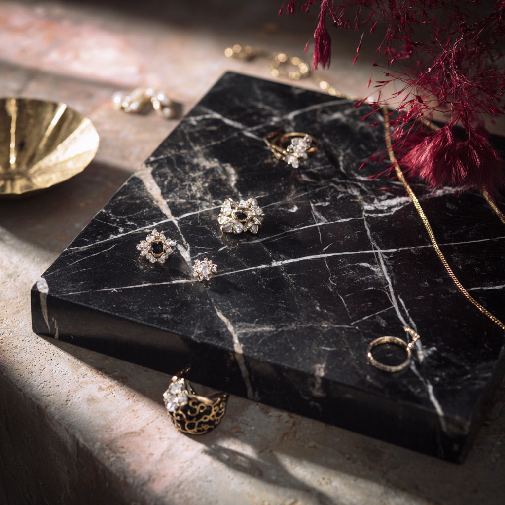 Nero Marquina Marble Juwelry Holder