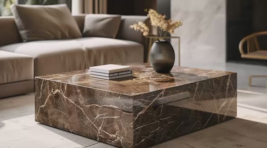Luxury Quarry Emperador Marble Coffee Table 120 × 80 × 40 cm